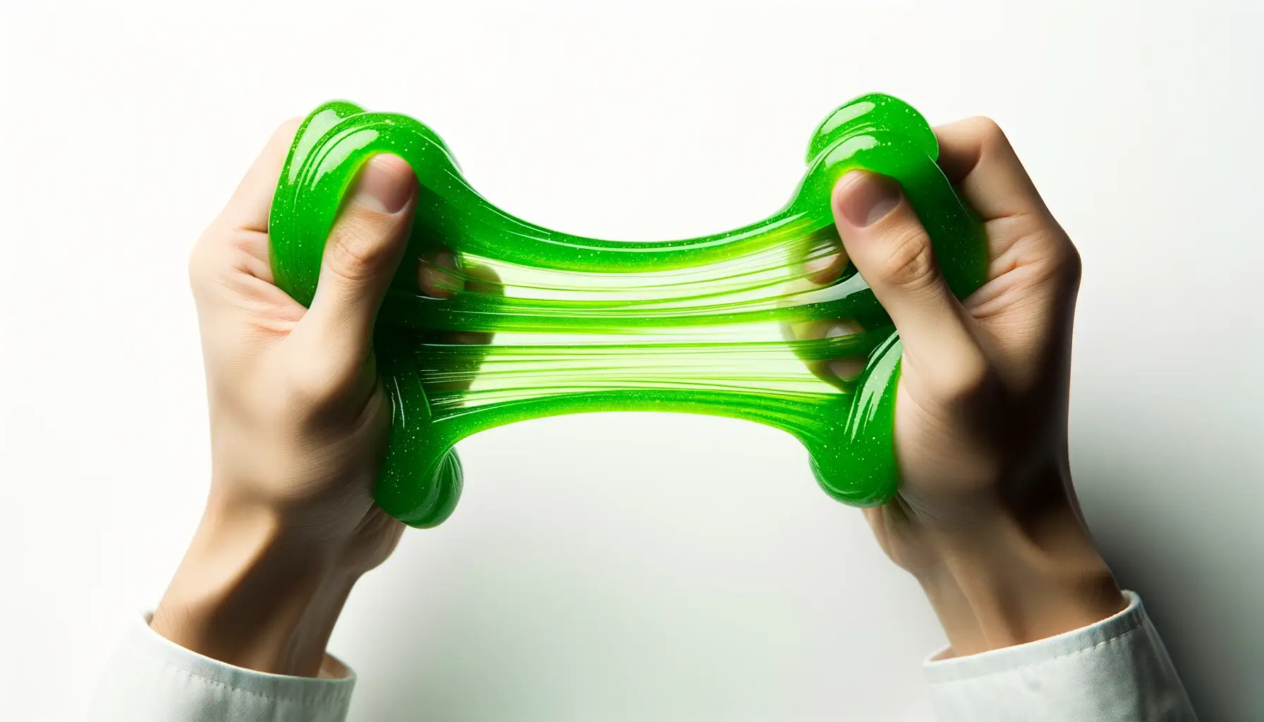 Slime rozciągany w dłoniach